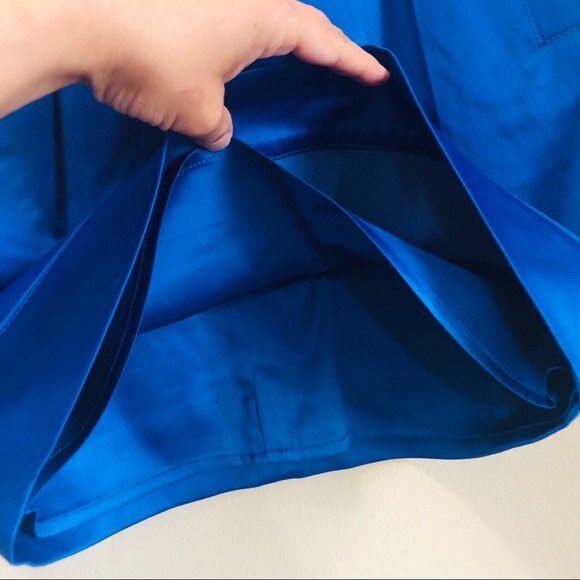 Club Monaco Royal Blue Satin Mini Skirt with Pockets Women's Size 0 - Picture 4 of 8
